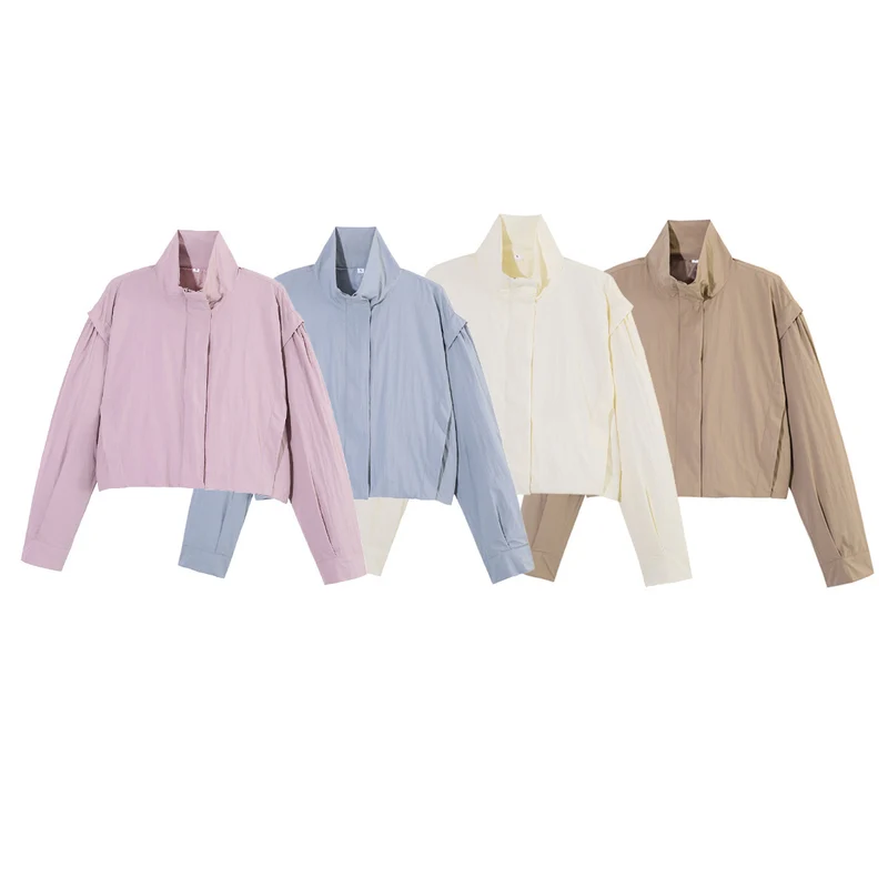 Damen Kurzjacke im Blousonstil mit Stehkragen und gerafften Raglanärmeln Nord Taschen