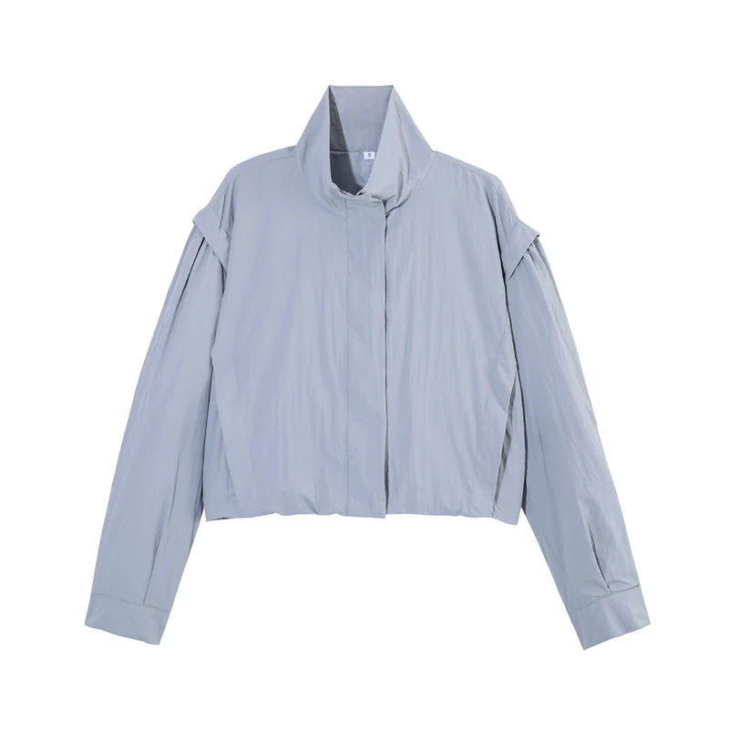 Damen Kurzjacke im Blousonstil mit Stehkragen und gerafften Raglanärmeln Nord Taschen