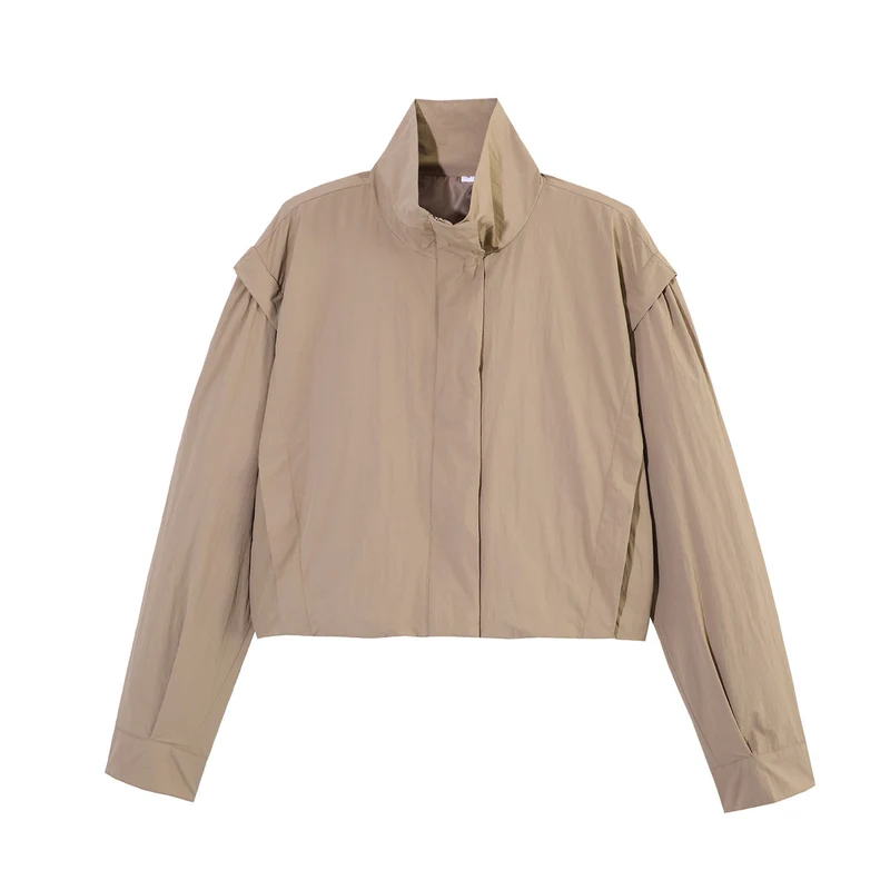 Damen Kurzjacke im Blousonstil mit Stehkragen und gerafften Raglanärmeln Nord Taschen