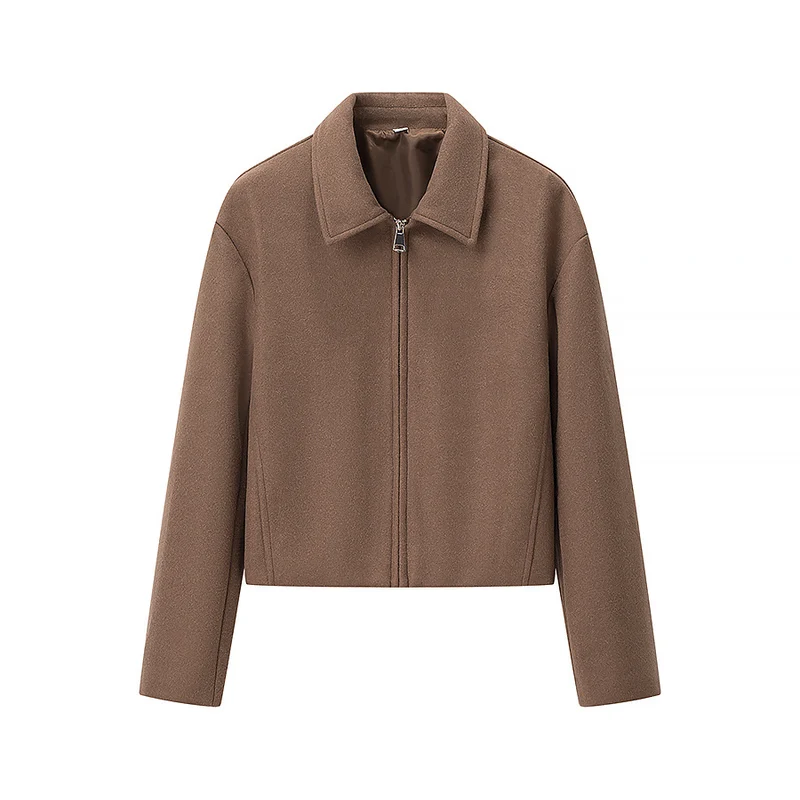 Damen Kurzjacke aus Wollmix mit Reißverschluss und kastiger Oversize-Silhouette Nord Taschen