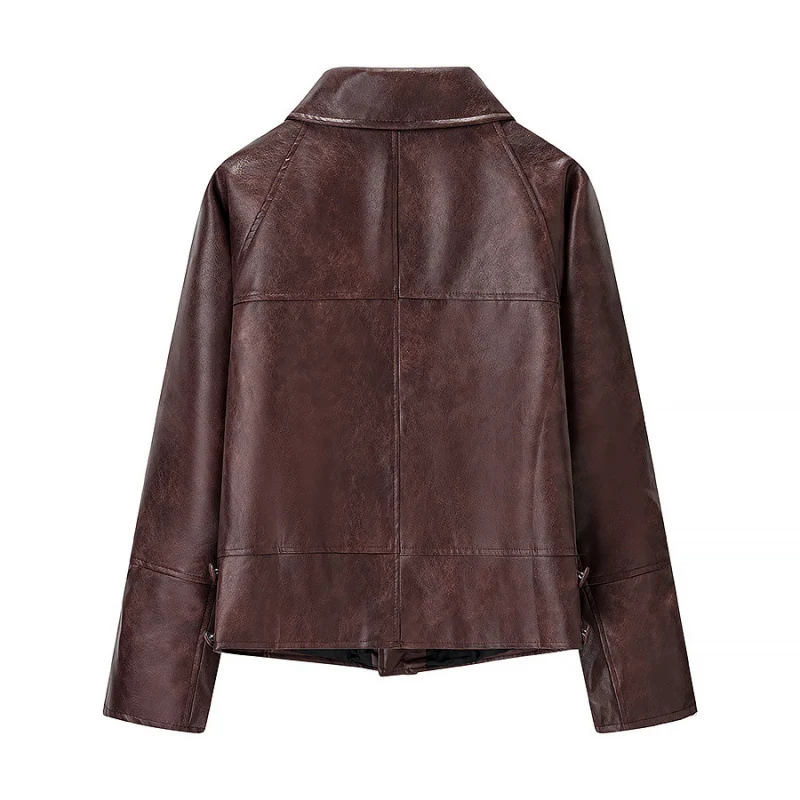 Damen Kurzjacke aus Kunstleder im Boxy‑Cut mit dekorativen Nahtdetails Nord Taschen