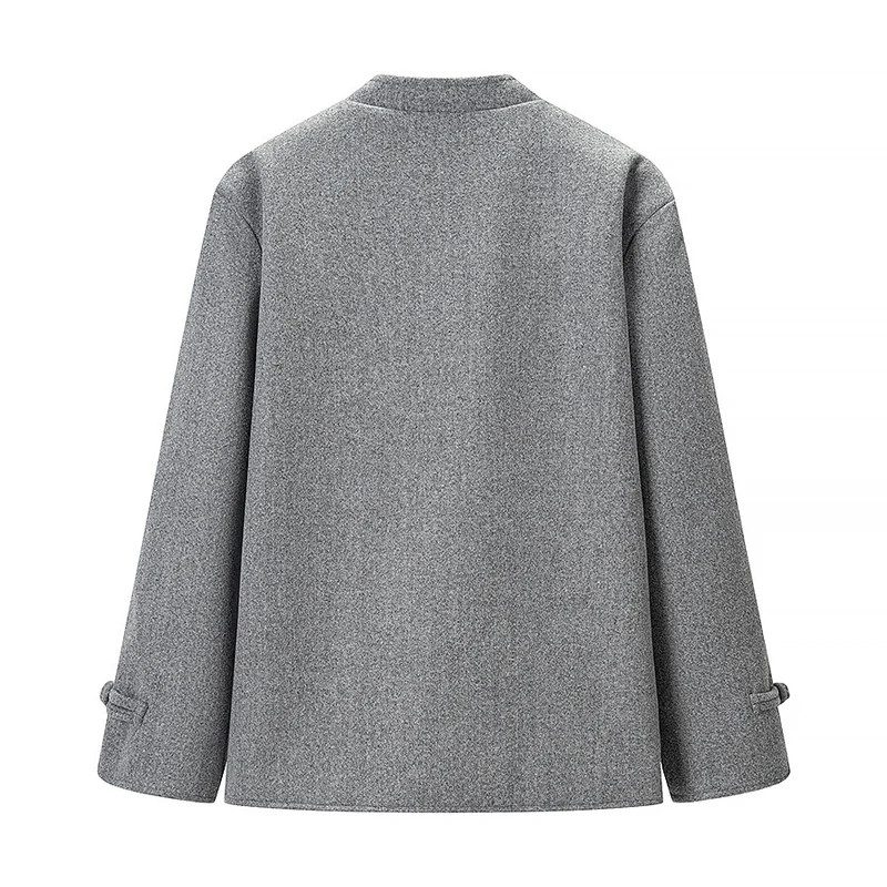 Damen Kurzer Wollmantel mit Knebelverschlüssen und Oversized-Schnitt Nord Taschen