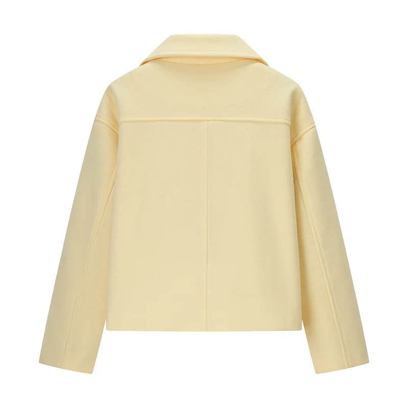 Damen Kurzer Oversize Wollmix Doppelreiher mit weitem Revers Nord Taschen
