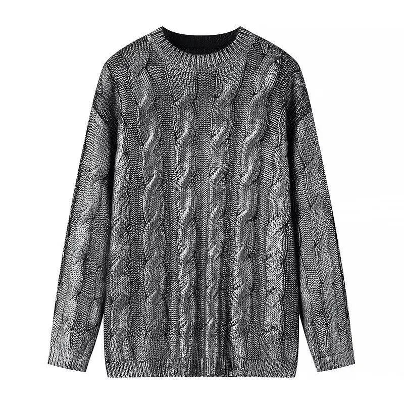 Damen Grobgestrickter Zopfstrick-Pullover mit Rundhals und Oversize-Schnitt Nord Taschen