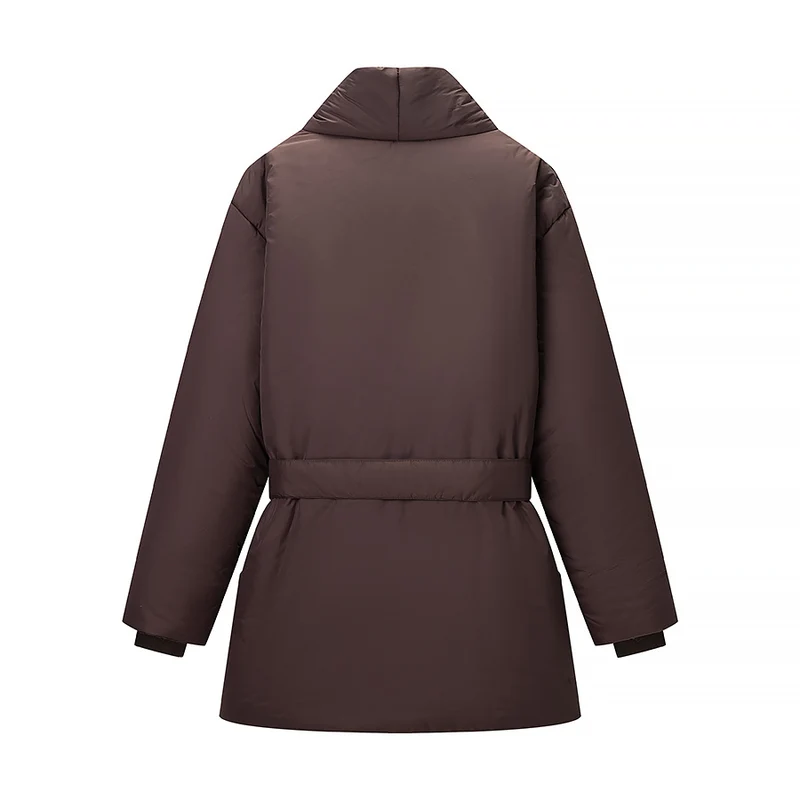 Damen gesteppte Taillengürtel-Steppjacke mit Schalkragen Nord Taschen