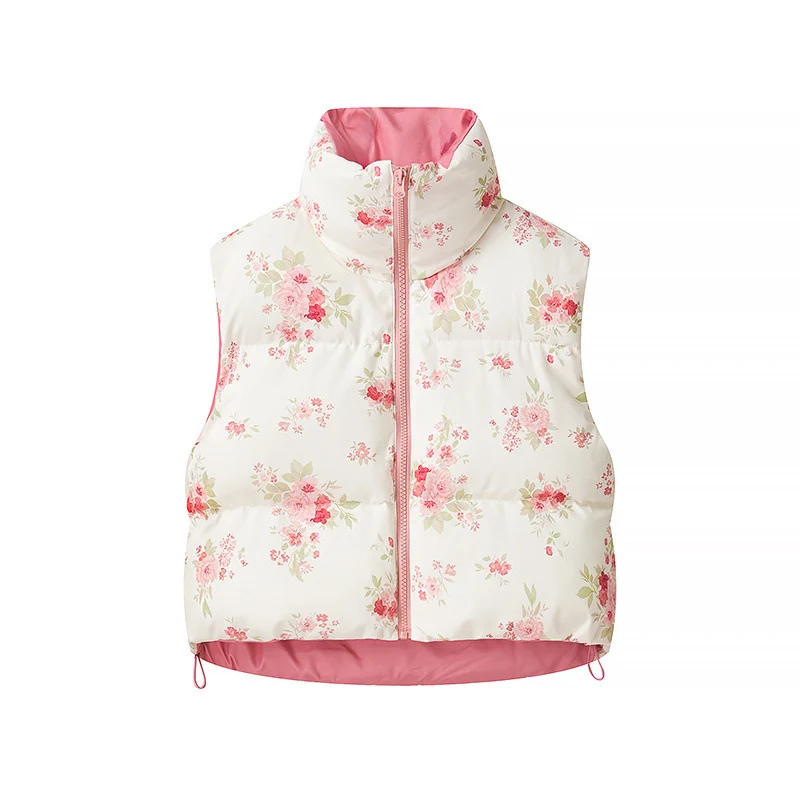 Damen Gesteppte Kurzweste mit Stehkragen, Patchwork-Bandana‑Print und Kordelzug Nord Taschen