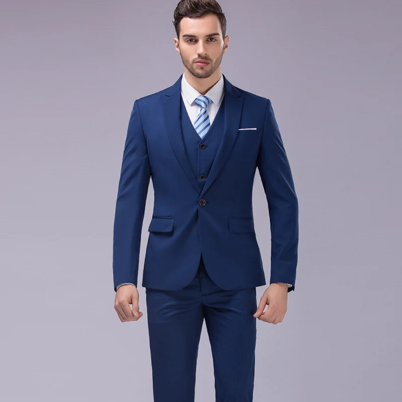 Herren Dreiteiliger Slim-Fit Businessanzug mit Weste und schmaler Silhouette Nord Taschen