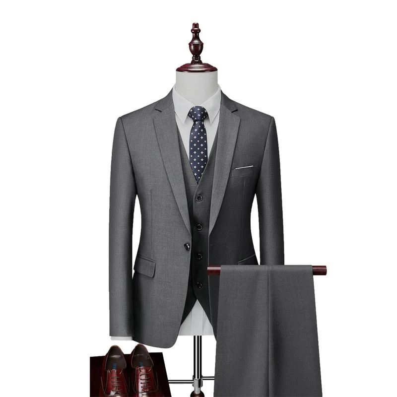 Herren Dreiteiliger Slim-Fit Businessanzug mit Weste und schmaler Silhouette Nord Taschen
