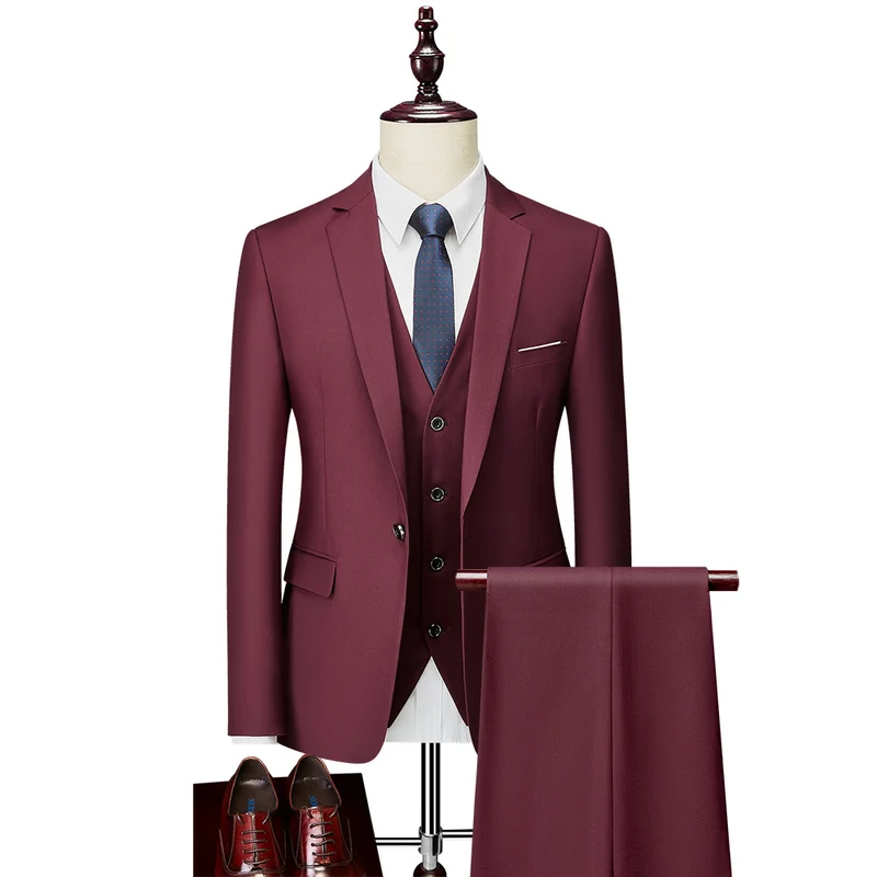 Herren Dreiteiliger Slim-Fit Businessanzug mit Weste und schmaler Silhouette Nord Taschen
