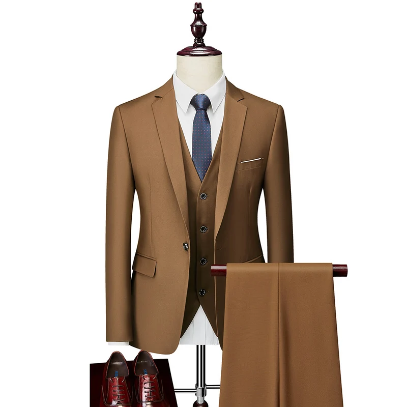 Herren Dreiteiliger Slim-Fit Businessanzug mit Weste und schmaler Silhouette Nord Taschen