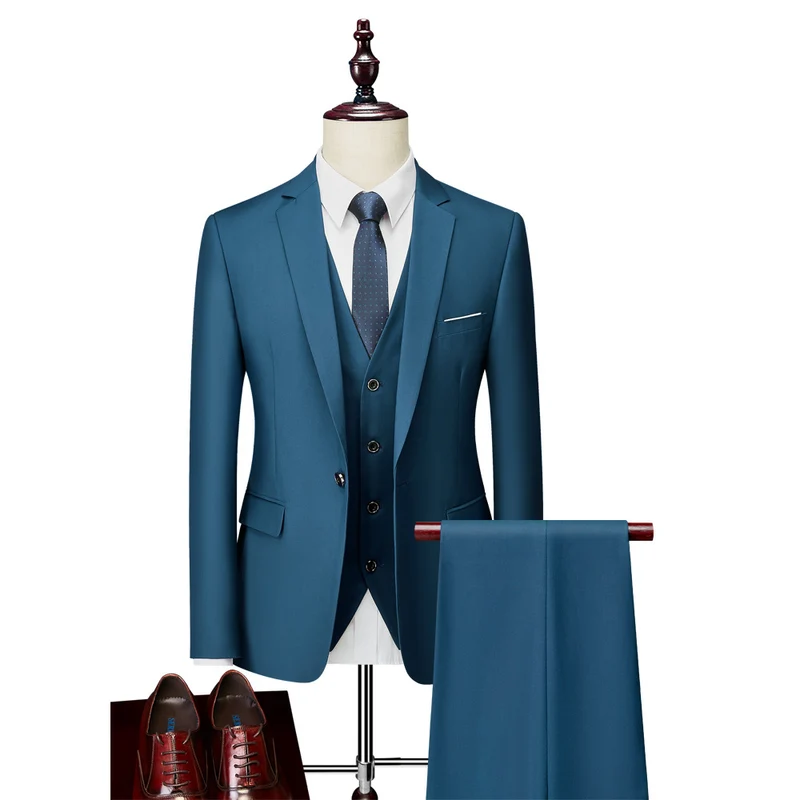 Herren Dreiteiliger Slim-Fit Businessanzug mit Weste und schmaler Silhouette Nord Taschen