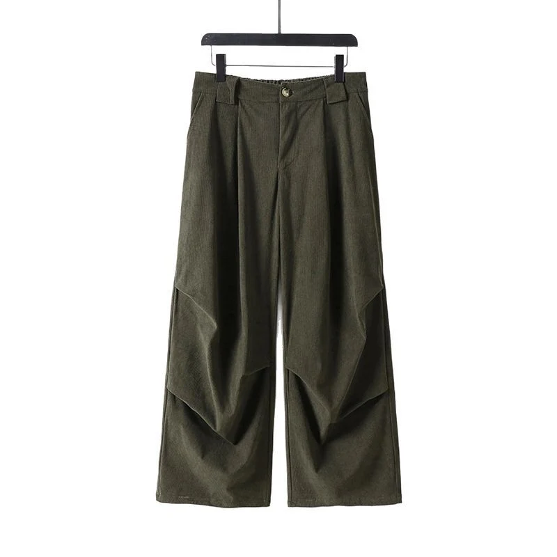 Damen Weite Cordhose mit hoher Taille, Bundfalten und Eingrifftaschen Nord Taschen
