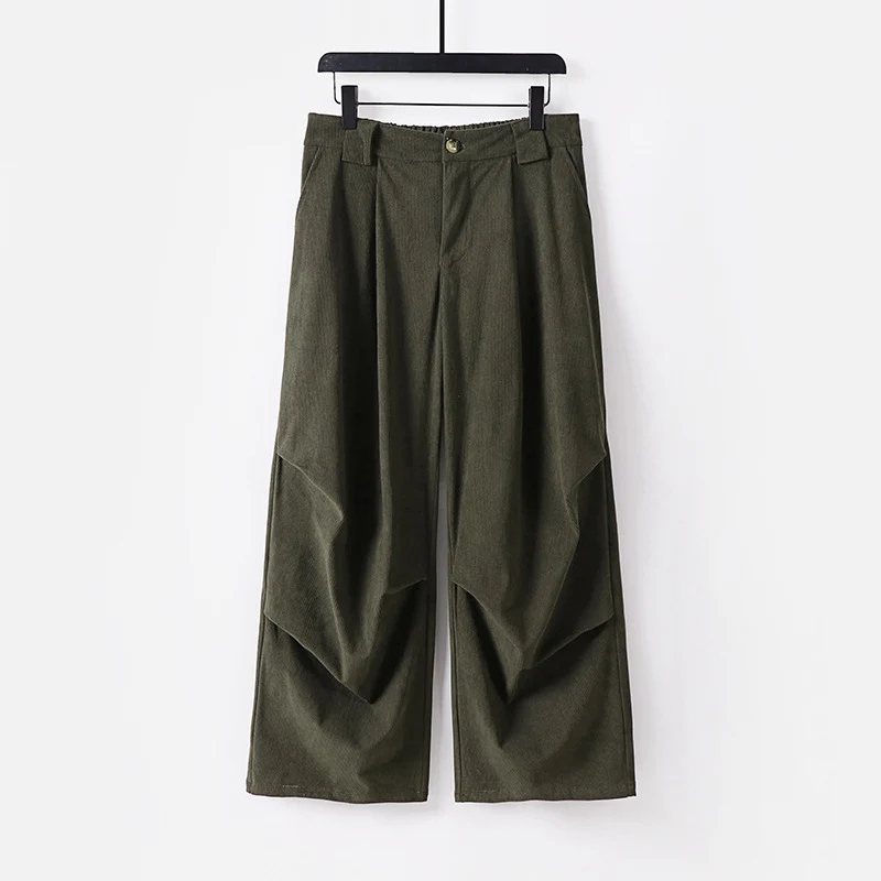 Damen Weite Cordhose mit hoher Taille, Bundfalten und Eingrifftaschen Nord Taschen