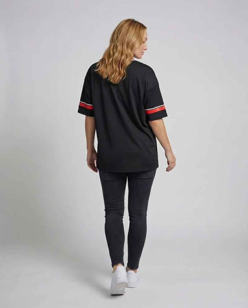 Damen Weite Sport-Print Jersey Tunika