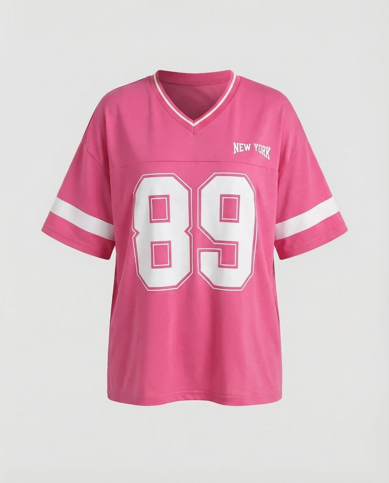 Damen Weite Sport-Print Jersey Tunika