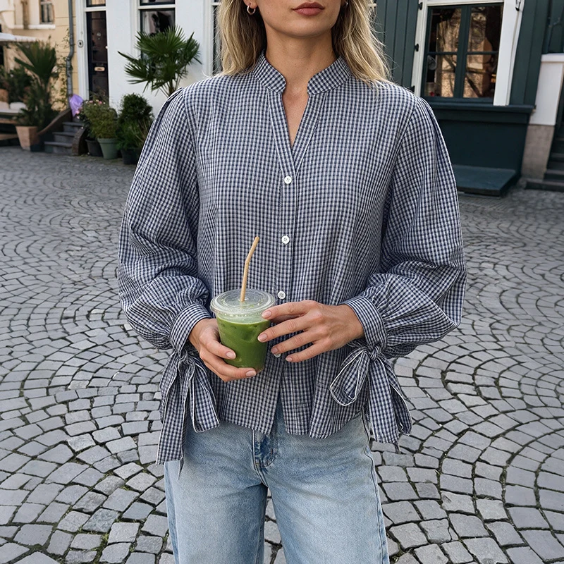 Damen Modische Bluse mit Rüschendetails und Knopfverschluss Nord Taschen