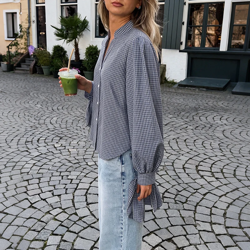 Damen Modische Bluse mit Rüschendetails und Knopfverschluss Nord Taschen