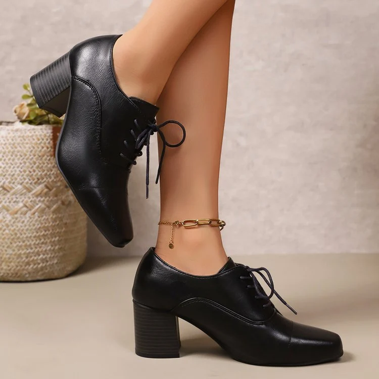 Damen High-Top Schnürschuhe mit elegantem Blockabsatz und modernem Design