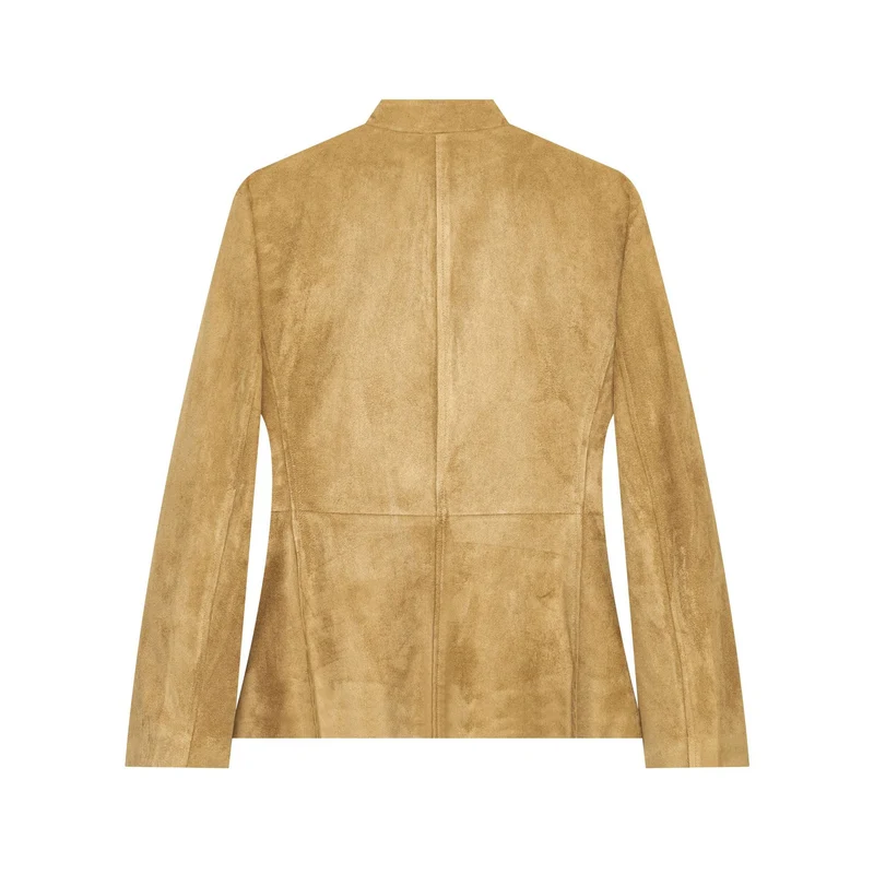 Damen Military-inspirierte Jacke aus Veloursoptik mit Stehkragen und Pattentaschen Nord Taschen
