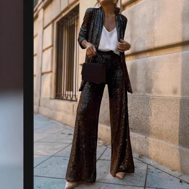 Trendiges Design High-Waist-Paillettenanzug - Vittorelli