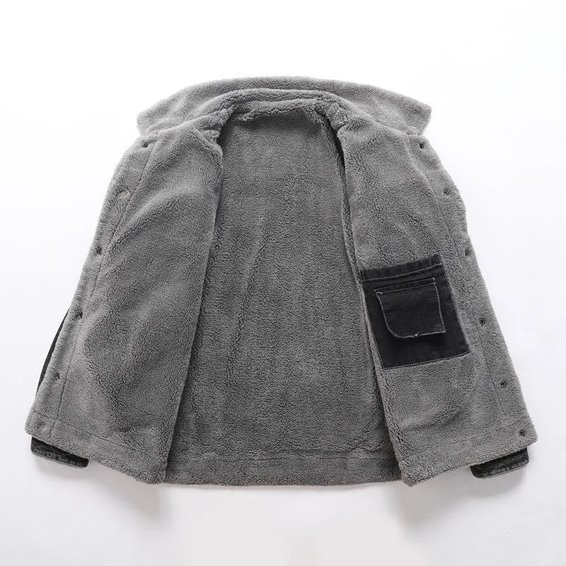 Herren Vintage Denimjacke mit Sherpa-Futter, Hemdkragen und funktionalen Taschen Nord Taschen
