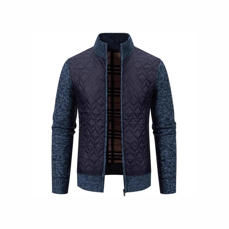 Herren Steppjacke mit hohem Kragen und eleganter Strickästhetik Nord Taschen