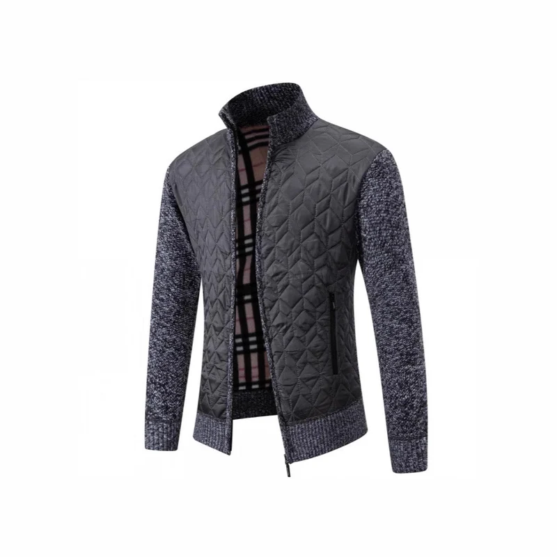 Herren Steppjacke mit hohem Kragen und eleganter Strickästhetik Nord Taschen