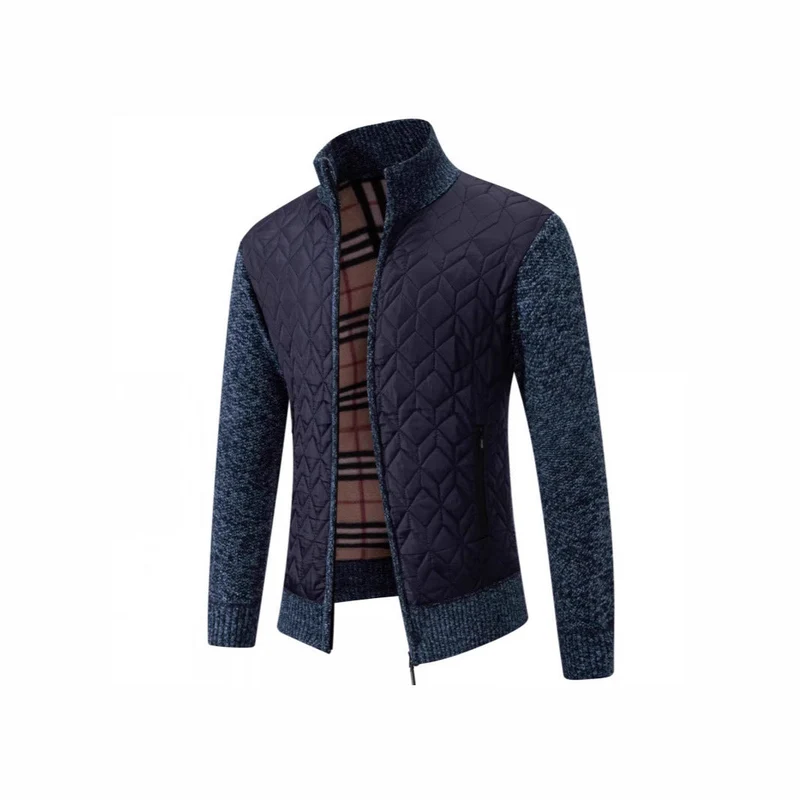 Herren Steppjacke mit hohem Kragen und eleganter Strickästhetik Nord Taschen