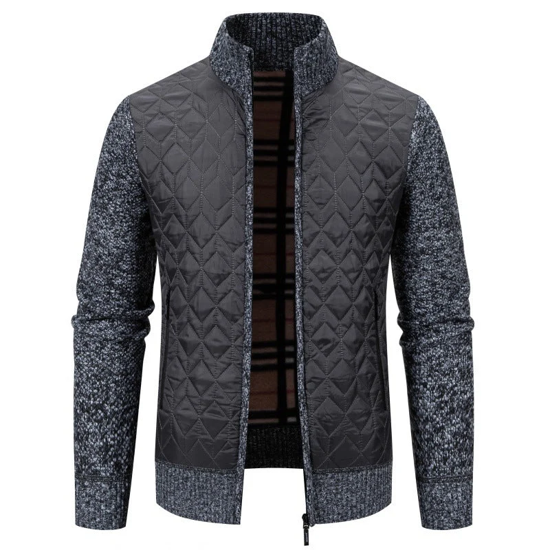Herren Steppjacke mit hohem Kragen und eleganter Strickästhetik Nord Taschen