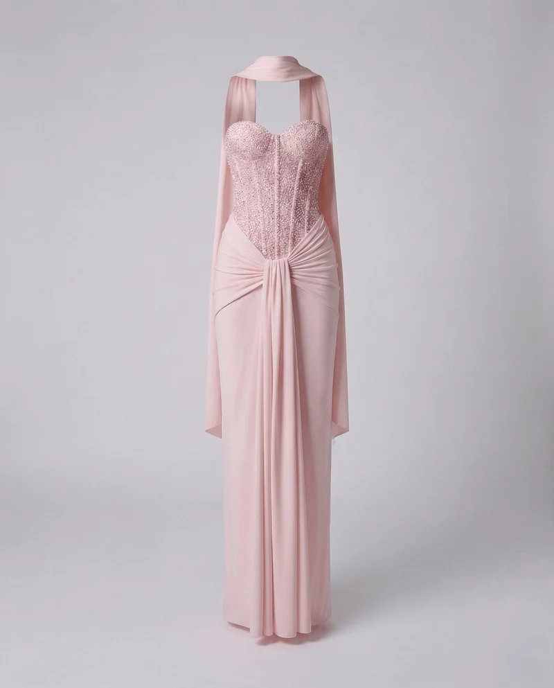 Damen Korsagen-Abendkleid Knotendetail Halsband