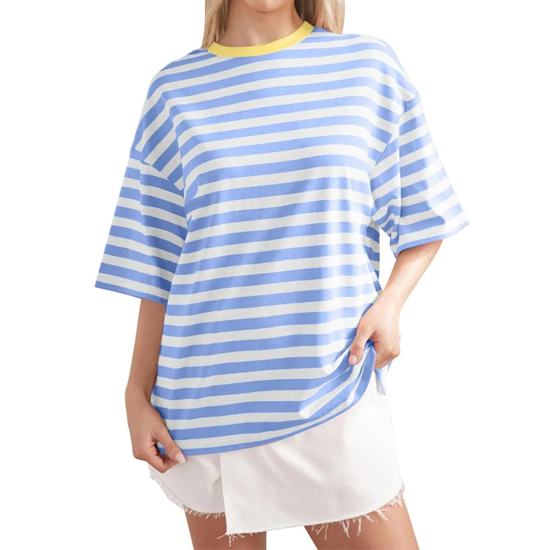 Damen Lässiges Oversized T-Shirt mit breiten Streifen