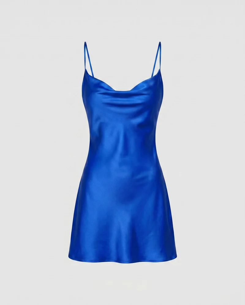 Damen Satin Minikleid mit verführerischem Ausschnitt und schwingendem Rock Nord Taschen