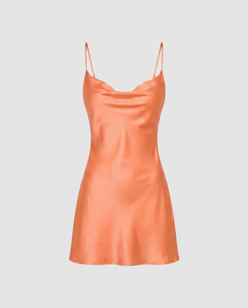 Damen Satin Minikleid mit verführerischem Ausschnitt und schwingendem Rock Nord Taschen