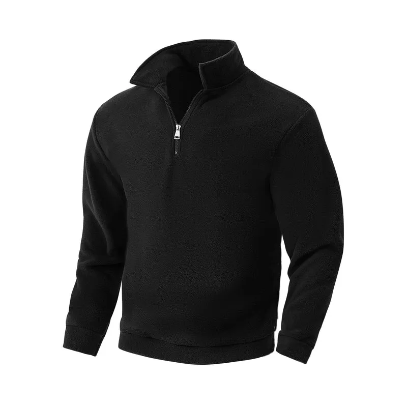 Herren Fleece-Halbzip-Pullover mit Stehkragen, weichem Teddy-Fleece und elastischen Bündchen Nord Taschen