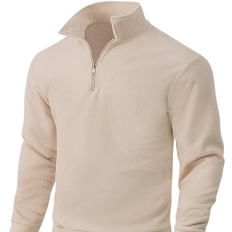 Herren Fleece-Halbzip-Pullover mit Stehkragen, weichem Teddy-Fleece und elastischen Bündchen Nord Taschen