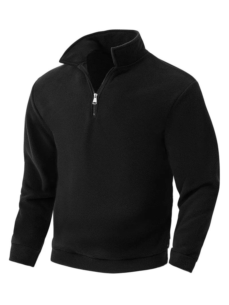 Herren Fleece-Halbzip-Pullover mit Stehkragen, weichem Teddy-Fleece und elastischen Bündchen Nord Taschen