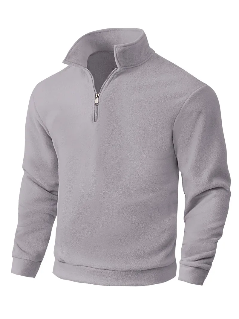 Herren Fleece-Halbzip-Pullover mit Stehkragen, weichem Teddy-Fleece und elastischen Bündchen Nord Taschen