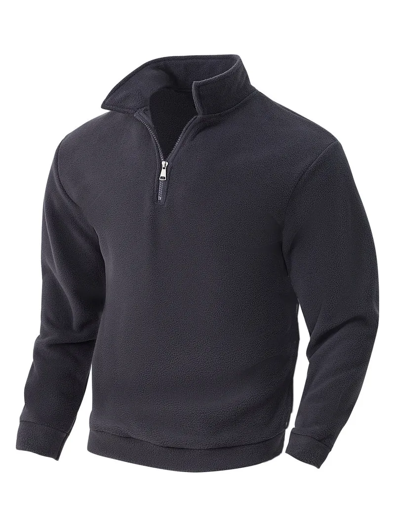 Herren Fleece-Halbzip-Pullover mit Stehkragen, weichem Teddy-Fleece und elastischen Bündchen Nord Taschen