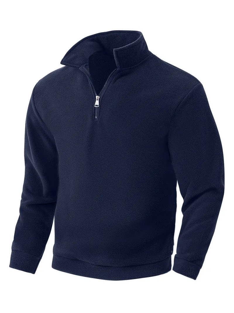 Herren Fleece-Halbzip-Pullover mit Stehkragen, weichem Teddy-Fleece und elastischen Bündchen Nord Taschen