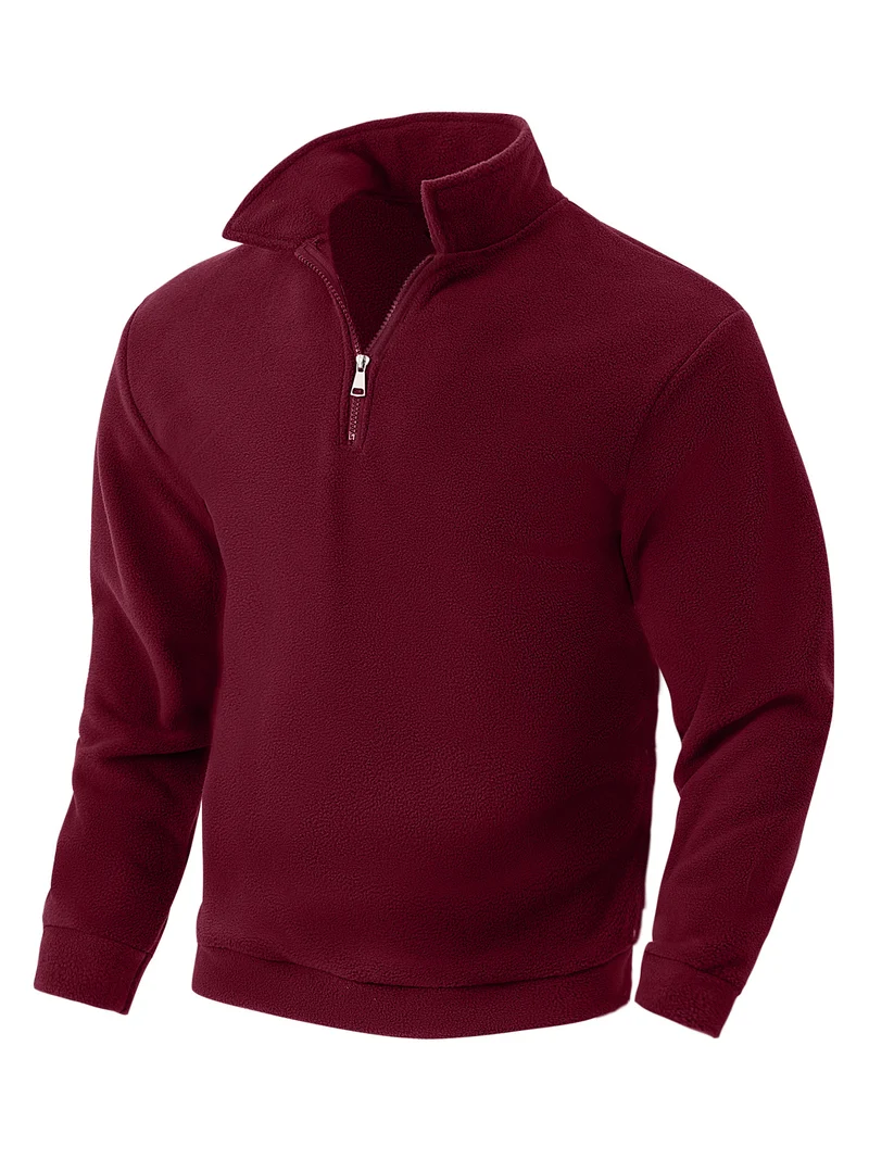 Herren Fleece-Halbzip-Pullover mit Stehkragen, weichem Teddy-Fleece und elastischen Bündchen Nord Taschen
