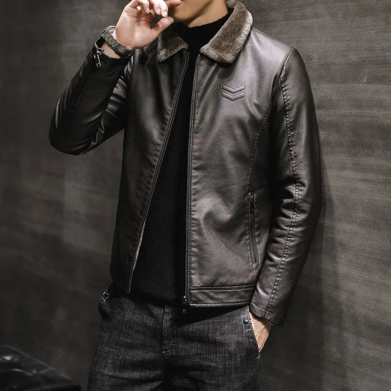 Herren Elegante Lederjacke mit warmem Futter Nord Taschen