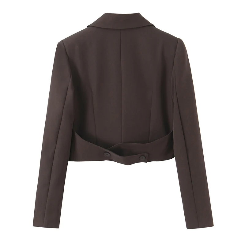 Damen Kurzblazer mit Doppelknopfverschluss und fallendem Revers Nord Taschen