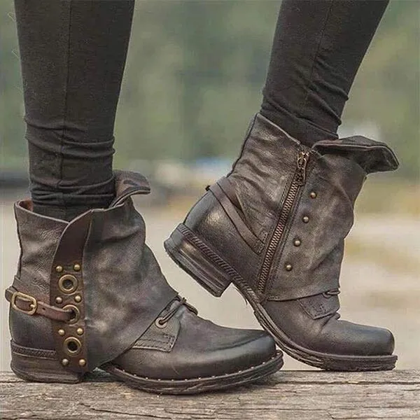 Bequeme Rutschfest Seitenreißverschluss Stiefelette - Vittorelli