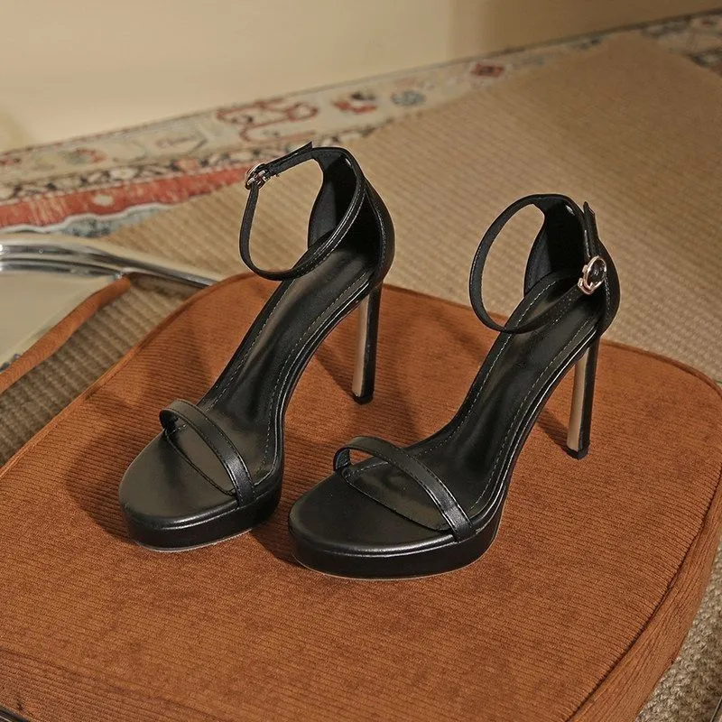 Damen High Heel Sandalen mit glänzenden Schnallen Nord Taschen
