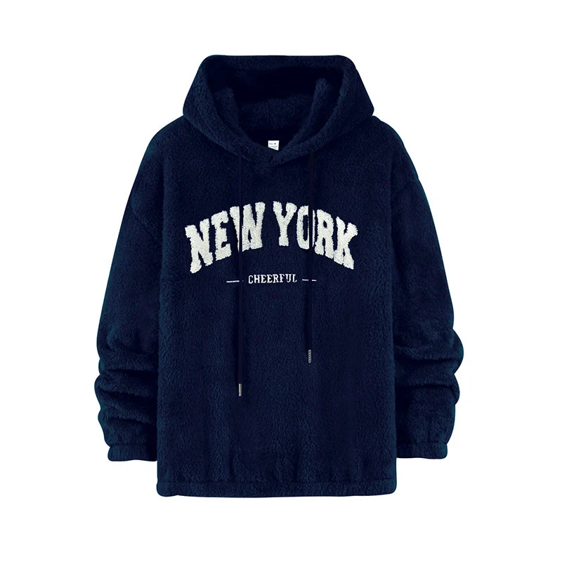 Unisex Kuscheliger Teddy-Fleece-Hoodie mit Chenille-Schriftzug Nord Taschen