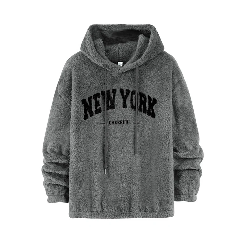 Unisex Kuscheliger Teddy-Fleece-Hoodie mit Chenille-Schriftzug Nord Taschen