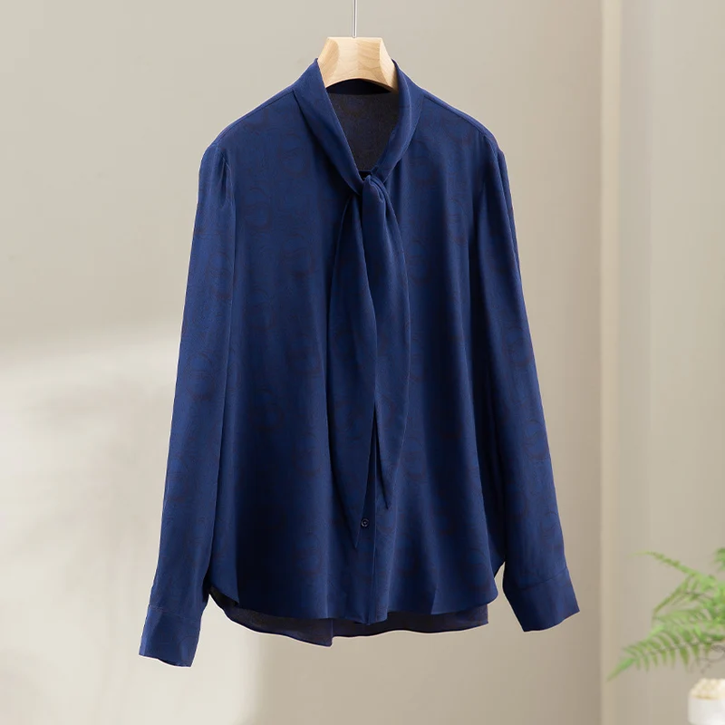 Damen Bluse mit Schleifenkragen und dezenter Jacquardstruktur Nord Taschen
