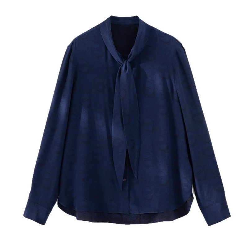 Damen Bluse mit Schleifenkragen und dezenter Jacquardstruktur Nord Taschen