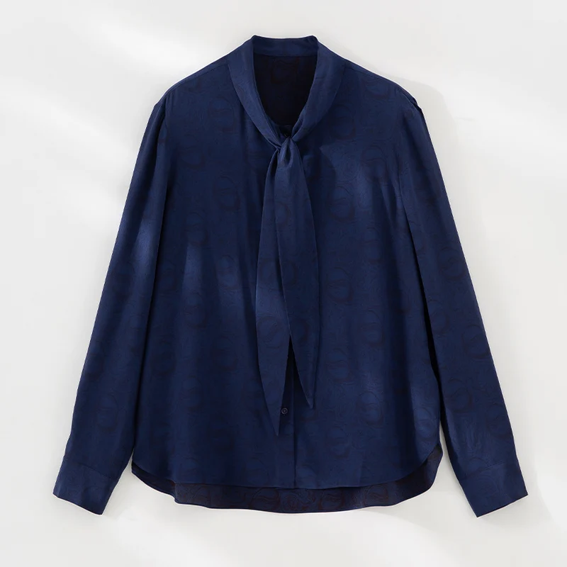 Damen Bluse mit Schleifenkragen und dezenter Jacquardstruktur Nord Taschen
