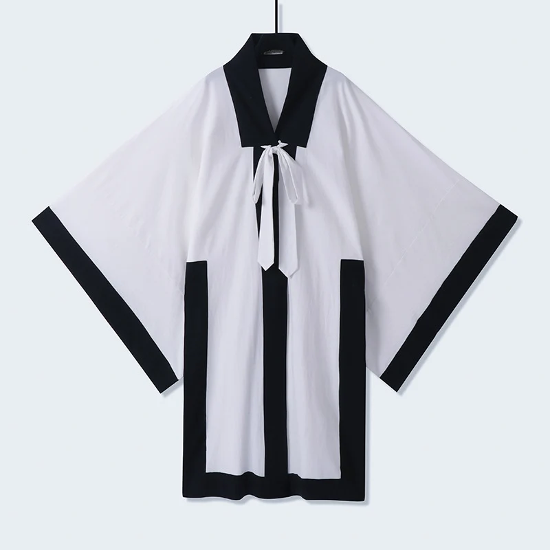 Unisex Oversize Kimono-Cardigan mit Kontrastblende, Bindeband und aufgesetzten Taschen Nord Taschen